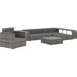 VidaXL 8-delige Loungeset met Kussens - Poly Rattan Grijs