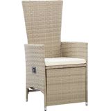 VidaXL Tuinstoelen 2 St Verstelbaar met Kussens Poly Rattan Beige