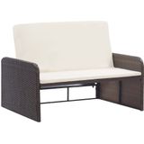 VidaXL Loungeset 2-delig met Kussens - Poly Rattan Bruin