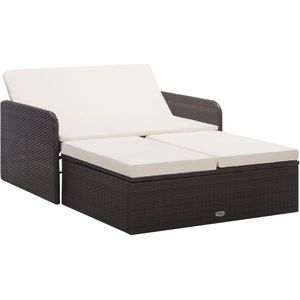 vidaXL 2-delige Loungeset met kussens poly rattan bruin