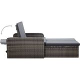 VidaXL 2-delige Loungeset met Kussens Poly Rattan Grijs