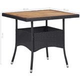 VidaXL Tuintafel Poly Rattan en Massief Acaciahout Zwart