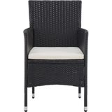 vidaXL 5-tlg. Garten-Essgruppe Schwarz Poly Rattan und Glas