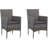 vidaXL Garten-Essstühle 2 Stk. Poly Rattan Grau