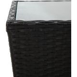 vidaXL Theetafel 41,5x41,5x43 cm poly rattan en gehard glas zwart