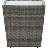 vidaXL Theetafel 41,5x41,5x43 cm poly rattan en gehard glas grijs