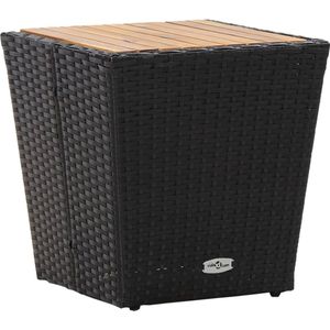 VidaXL Theetafel 41,5x41,5x43 cm Poly Rattan Acaciahout Zwart