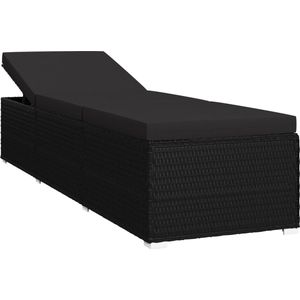 VidaXL Ligbed met Kussen Poly Rattan Zwart