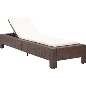 vidaXL - Ligbed - met - kussen - poly - rattan - bruin