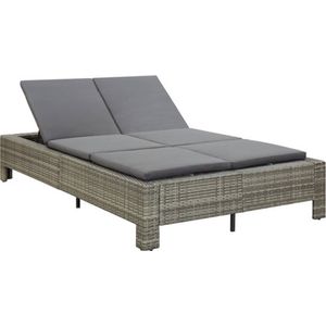 Ligstoel Nicole Ligbed met kussen 2-persoons poly rattan grijs