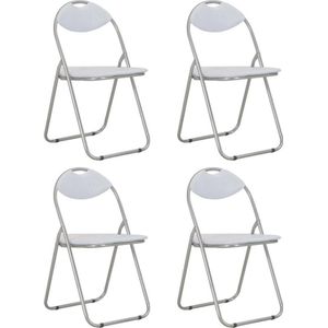 VidaXL Inklapbare Eetkamerstoelen 4 st. Kunstleer Wit