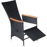 VidaXL Tuinstoelen 2 St Verstelbaar met Kussens Poly Rattan Zwart