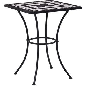 vidaXL - Bistrotafel - Zwart en Wit - Keramiek - 60 cm