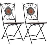 vidaXL Bistrostoelen mozaïek 2 st oranje en grijs