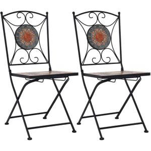 Bistrostoelen mozaek 2 st oranje en grijs