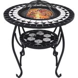 vidaXL Feuertisch Mosaik Keramik Schwarz und Weiß 68 cm