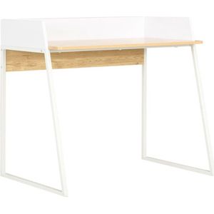 vidaXL-Bureau-90x60x88-cm-wit-en-eikenkleurig