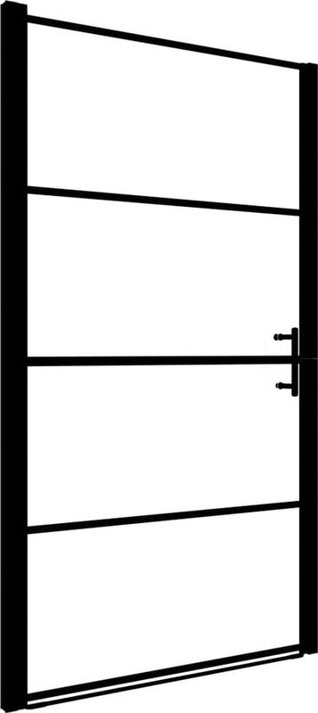 vidaXL Duschtür Hartglas 91x195 cm Schwarz
