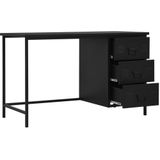 VidaXL Bureau met Lades Industrieel 120x55x75 cm Staal Zwart