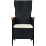 vidaXL - 7-delige - Tuinset - poly - rattan - acaciahout - zwart