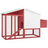 vidaXL - Kippenhok - met - nestkast - massief - vurenhout - rood - en - wit
