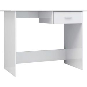 VidaXL Bureau 100x50x76 cm - Bewerkt Hout - Hoogglans Wit