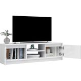 VidaXL TV-meubel 120x30x35,5 cm - Bewerkt Hout Hoogglans Wit