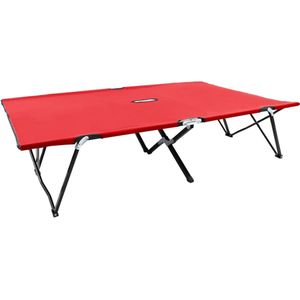 vidaXL - Ligbed - Rood - Staal - 2-persoons Inklapbaar