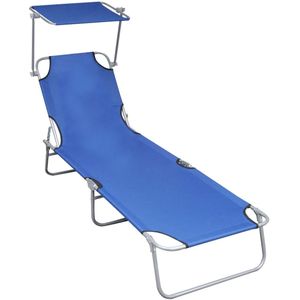 vidaXL Klappliege mit Sonnendach Blau Aluminium