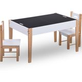 VidaXL Kindertafel en Stoelenset - 3-delig, Zwart en Wit