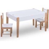 VidaXL Kindertafel en Stoelenset - 3-delig, Zwart en Wit