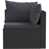 VidaXL 3-Delige Loungeset met Kussens - Poly Rattan Zwart