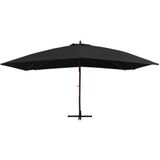Hangparasol - Zwart - Polyester - Houten Paal