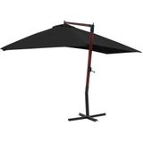 Hangparasol - Zwart - Polyester - Houten Paal