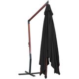 Hangparasol - Zwart - Polyester - Houten Paal