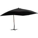 Hangparasol - Zwart - Polyester - Houten Paal