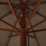vidaXL - Parasol - met - houten - paal - 330 - cm - taupe