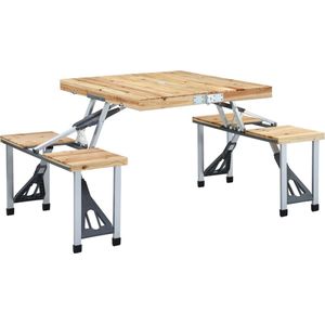 vidaXL Klappbarer Campingtisch mit 4 Sitzen Stahl Aluminium