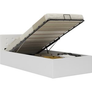 vidaXL Bedframe - Opbergruimte - Kunstleer - Wit