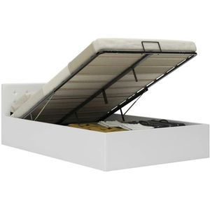 vidaXL - Bedframe - met - opbergruimte - hydraulisch - kunstleer - witx200 - cm