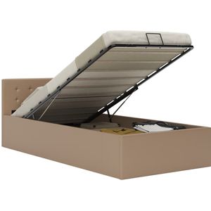 vidaXL Stauraumbett Hydraulisch Cappuccino-Braun Kunstleder 100×200 cm