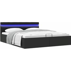 vidaXL Bedframe met opslag hydraulisch LED kunstleer zwart 160x200 cm