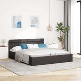 vidaXL - Bedframe - met - opbergruimte - en - LED - stof - donkergrijs - 180x200 - cm