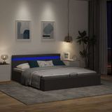 vidaXL - Bedframe - met - opbergruimte - en - LED - stof - donkergrijs - 180x200 - cm