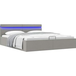 Vidaxl - Bett mit Bettkasten Hydraulisch led Hellgrau Stoff 160x200 cm