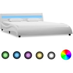 vidaXL-Bedframe-met-LED-kunstleer-wit-140x200-cm