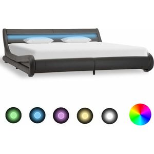 VidaXL Bedframe met LED Kunstleer Grijs 180x200 cm