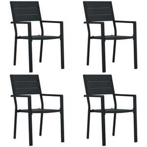 vidaXL Gartenstühle 4 Stk. Schwarz HDPE Holz-Optik