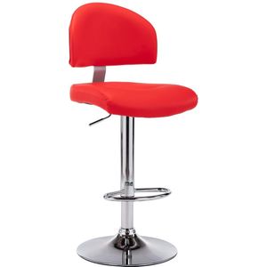 vidaXL Barkruk - Rood - Kunstleer - Verchroomd Stalen Basis