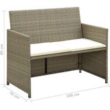 vidaXL Tuinbank 2-zits met kussens poly rattan beige